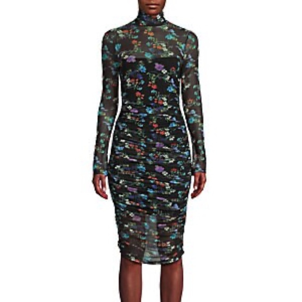 ALICE + OLIVIA Delora Floral Ruched Bodycon Dress